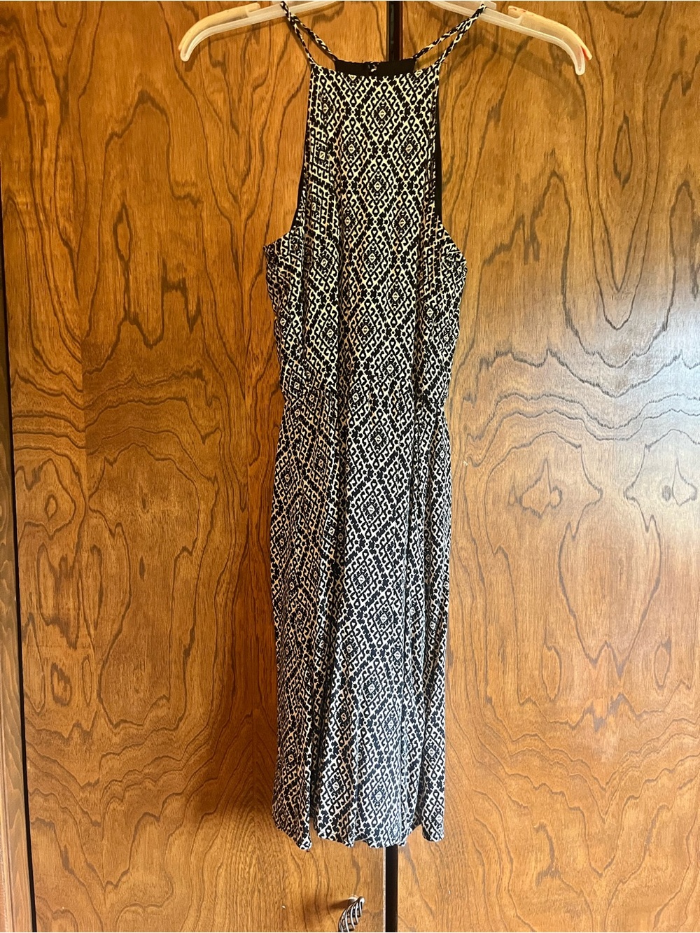 Maurices Black and White Geometric Halter Mini Dress
